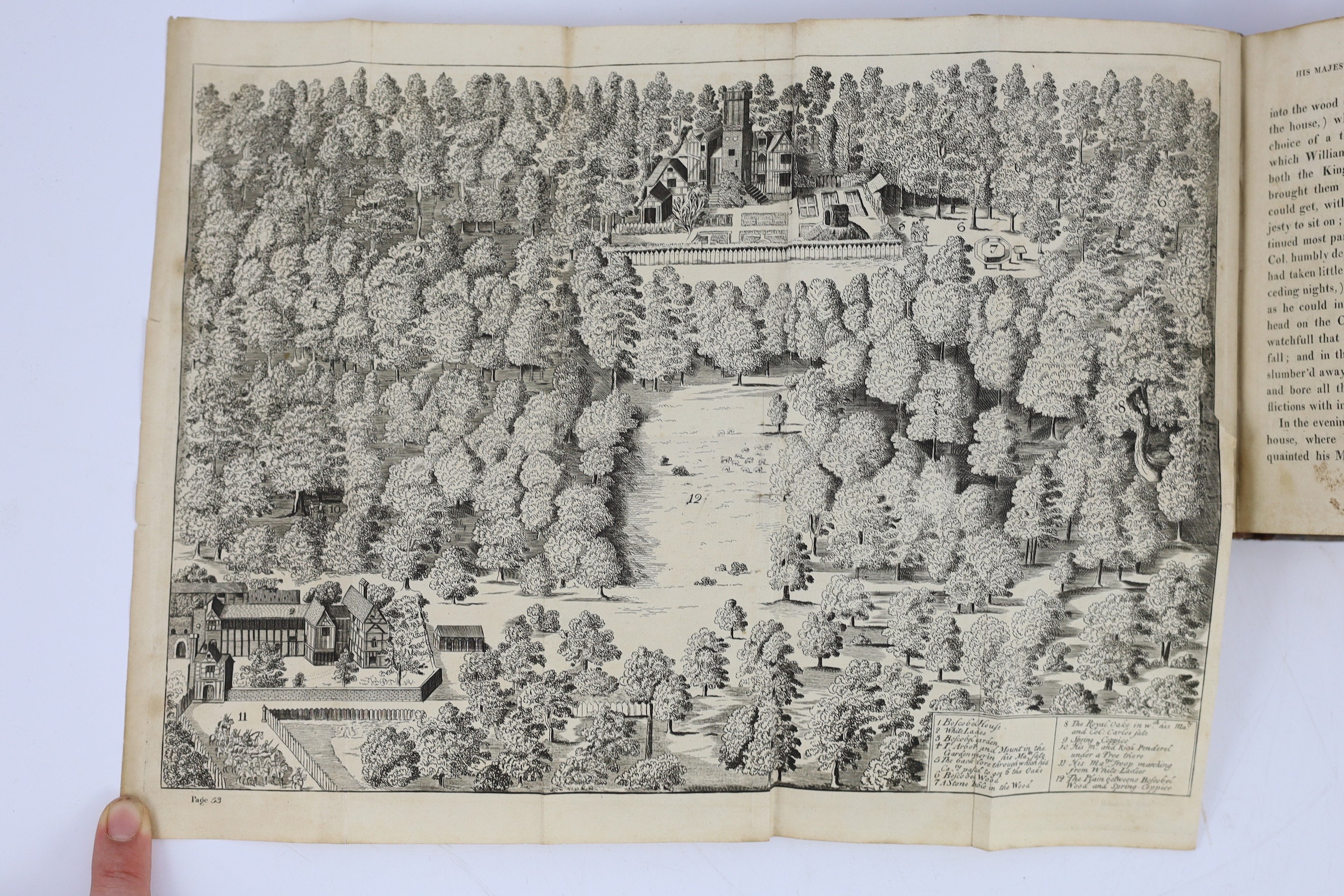 WORCS: Hughes, J. (editor) The Boscobel Tracts, relating to the escape of Charles the Second after the Battle of Worcester ... frontis., sketch map, plan and 6 plates; old half calf and cloth, 1830